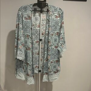 Floral Lace Trim Kimono Cardigan (343)